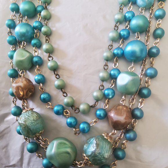 SALE   Vintage 5 Strand necklace - Picture 2 of 13